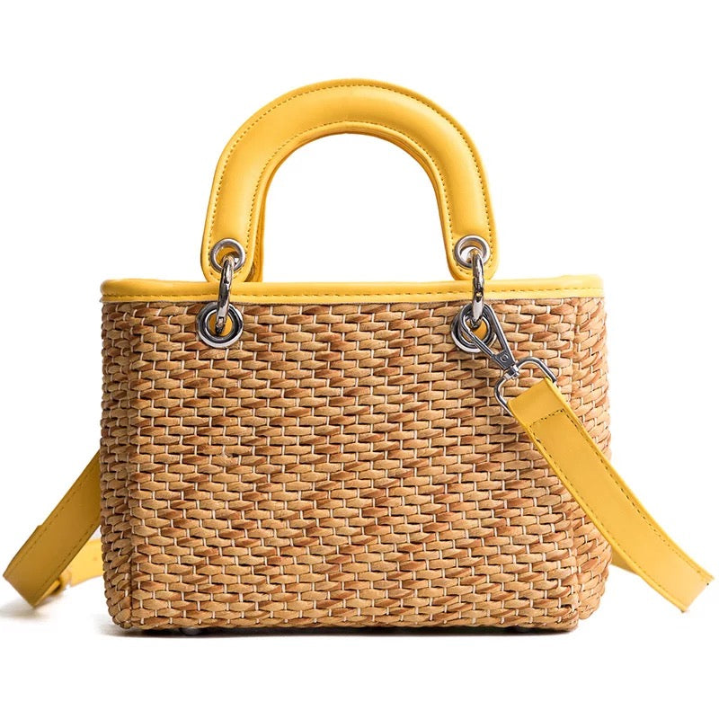 Satchel Straw Tote Yellow