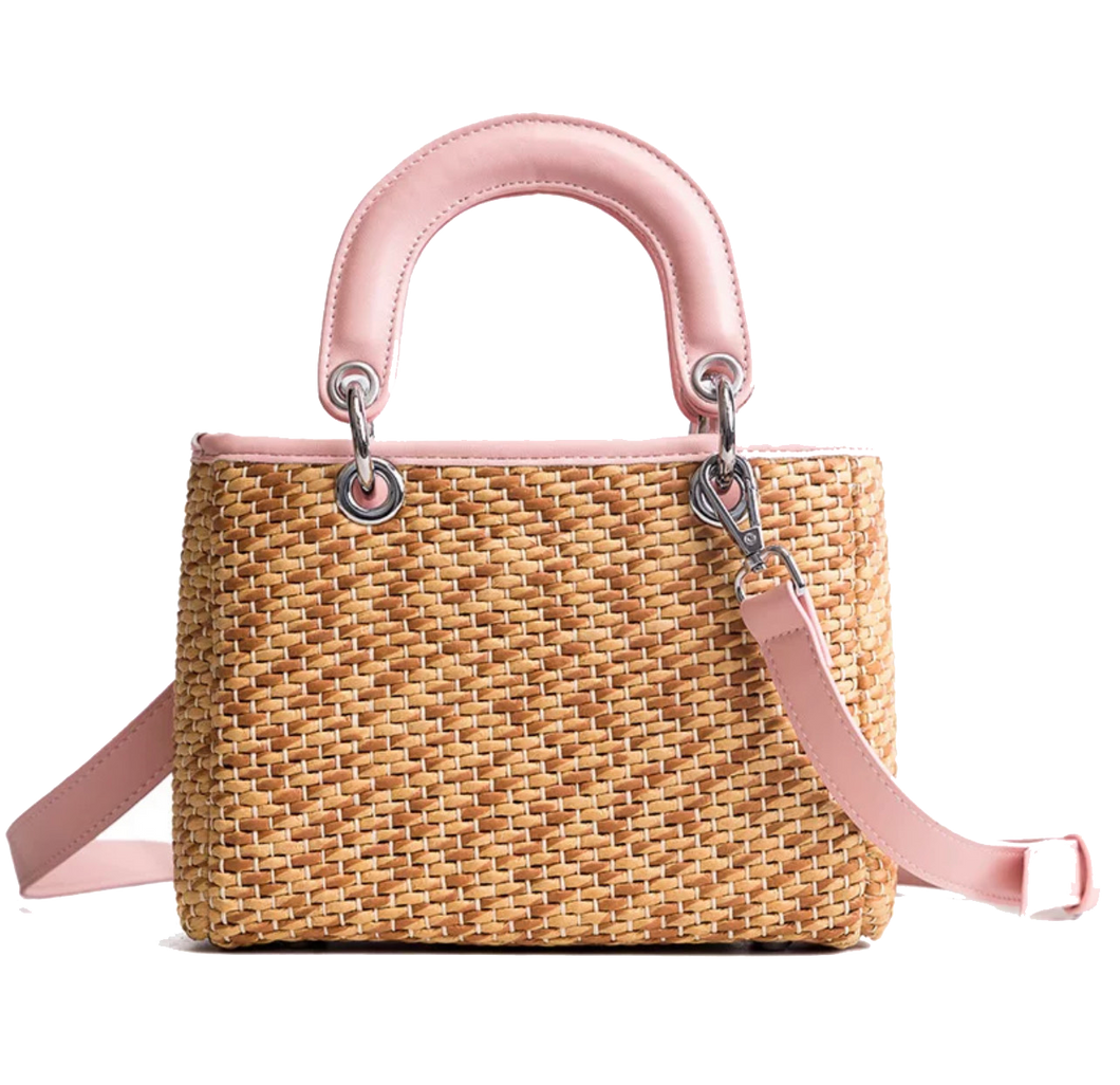 Satchel Straw Tote PINK